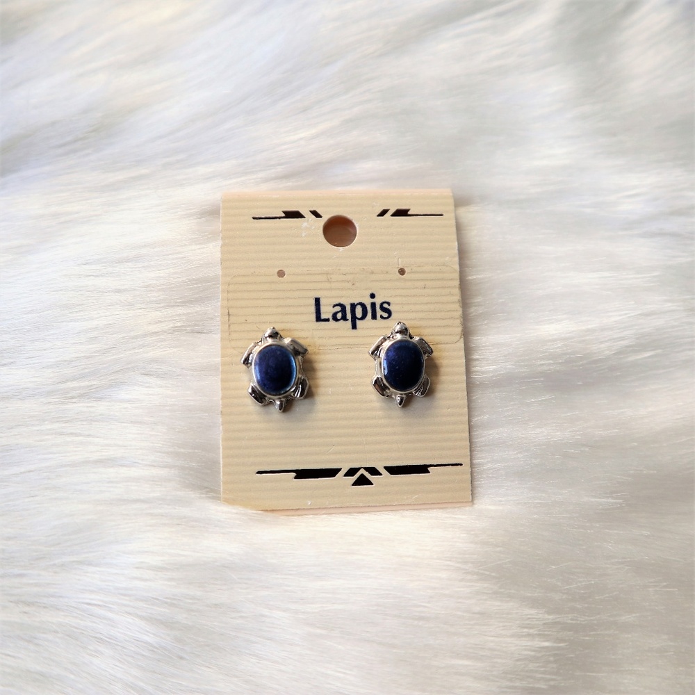 New Turtles Hints of Lapiz Lazuli Studs Blue